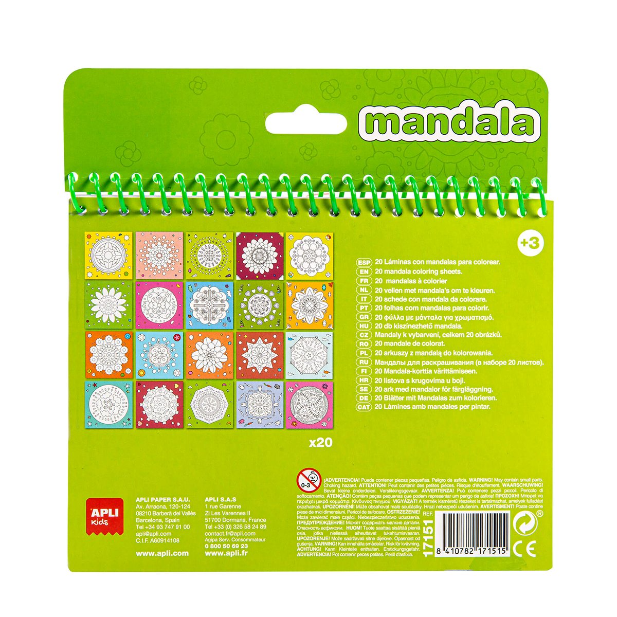 Carte de colorat Apli Mandala, 20 pagini, 5 creioane colorate