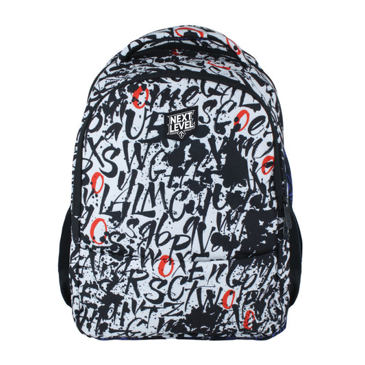 Ghiozdan Next Level, 2 Compartimente, Design Alb Negru, 48x33x20 Cm