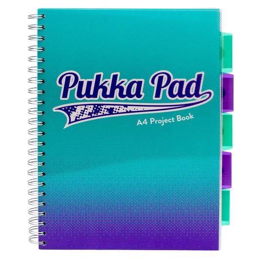Caiet Cu Spirala Si Separatoare Pukka Pad Project Book Fusion, A4, 200 Pagini, Matematica, Albastru Marin