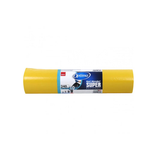Saci Menajeri Ldpe, Galbeni, 240l, 115x130 Cm, 25 Microni, 10 Saci/rola
