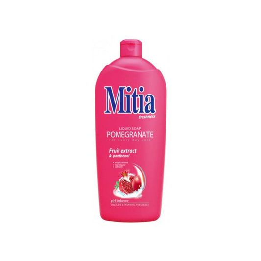 Rezerva Sapun Lichid MITIA Pomegranate, 1L, Extract de Rodie, Bidon Rezerva Sapun Lichid 1L, Rezerve de Sapun Lichid, Rezerve de Sapunuri Lichide, Rezerve Sapun pentru Recipiente cu Pompita, Rezerva Sapun pentru Curatare Maini