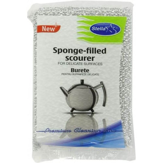 Burete pentru Suprafete Delicate STELLA, Argintiu, Bureti din Inox Spiralati, Bureti de Vase din Inox, Bureti Metalici, Burete pentru Curatenie, Bureti pentru Casa, Spalator din Inox, Spalator Metalic