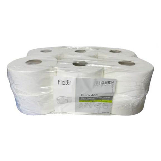 Hartie Igienica Flexi Quick in 2 Straturi din Celuloza, 400 Foi, 12 Role/Bax