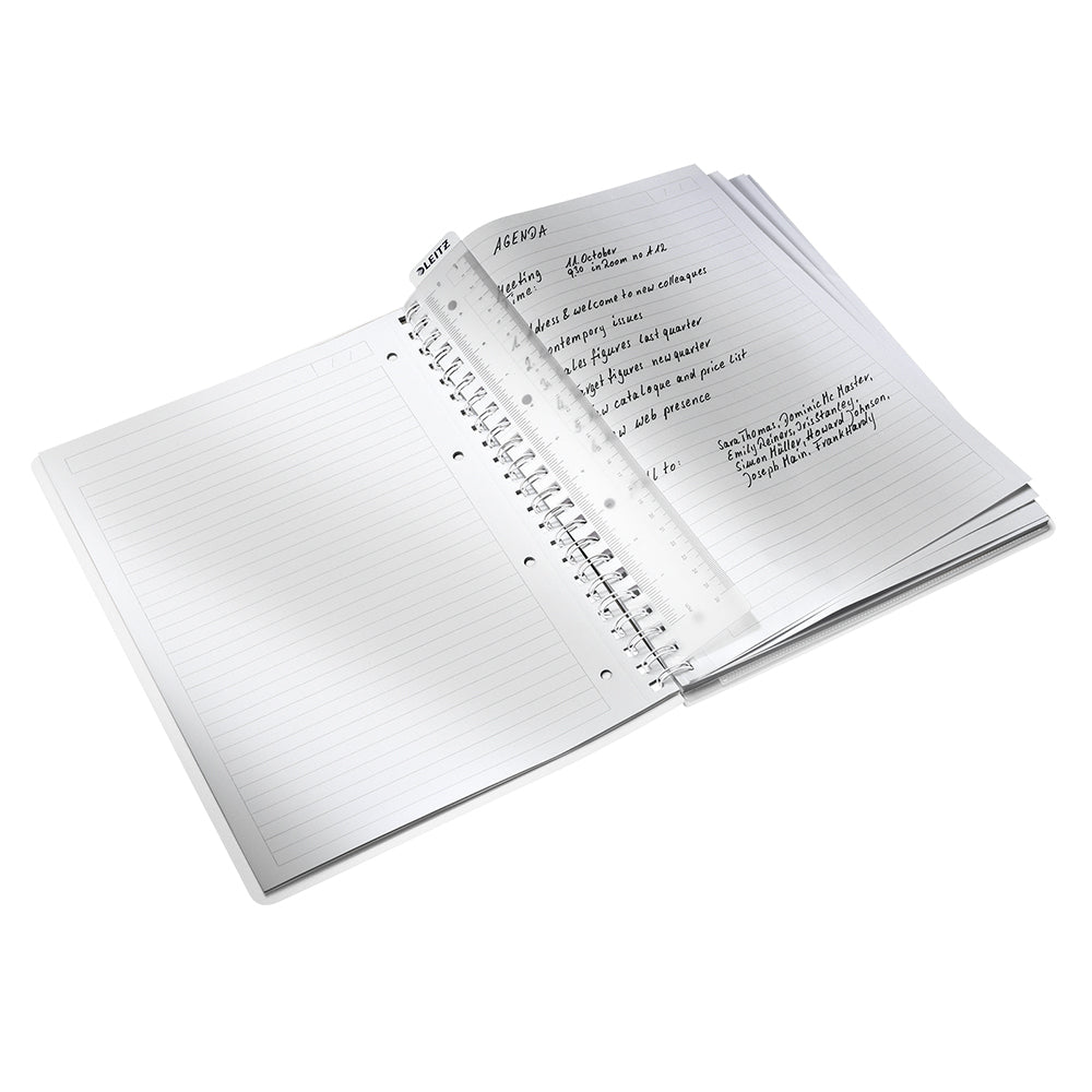 Caiet de birou Leitz WOW, PP, A4, cu spira, dictando,albastru metalizat
