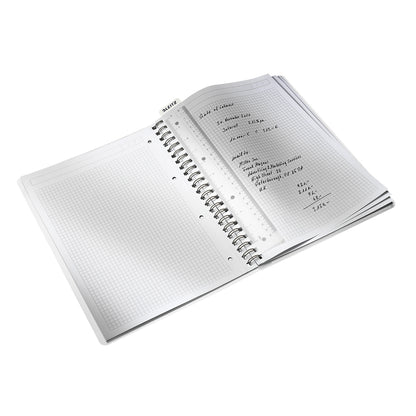 Caiet de birou Leitz WOW, PP, A4, cu spira, matematica, albastru metalizat