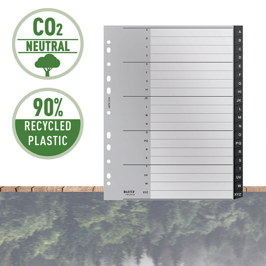 Index Leitz Recycle, PP reciclat, A4 MAXI, A-Z, negru