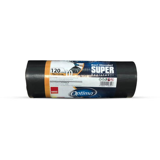 Saci menajeri Sano LDPE, negru, 120L, 70x110 cm, 10 bucati/rola