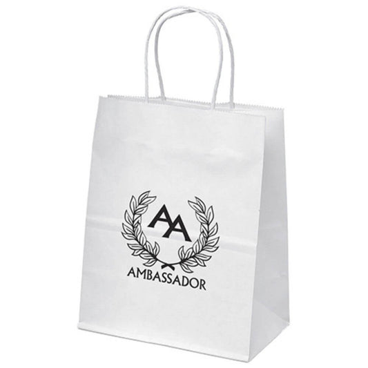 Sacose din Hartie Alba Personalizate, 24x11x26 cm, 1 Culoare Fata, 90 g/mÂ², Maner Sfoara, Sacose din Hartie Personalizate, Pungi Hartie Personalizate, Sacosa Hartie Personalizata, Sacosa Alba Hartie Personalizata