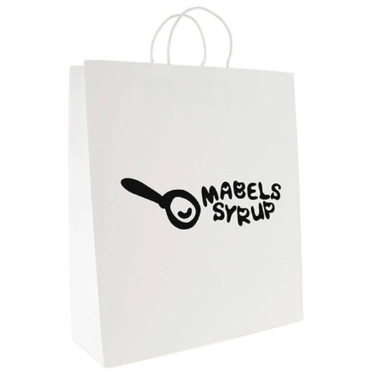 Sacose din Hartie Alba Personalizate, 32x12x41 cm, 1 Culoare Fata, 90 g/mÂ², Maner Sfoara, Sacose din Hartie Personalizate, Pungi Hartie Personalizate, Sacosa Hartie Personalizata, Sacosa Alba Hartie Personalizata
