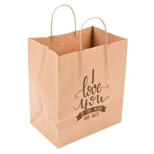 Sacose din Hartie Natur Personalizate, 25x10x37 cm, 1 Culoare Fata, 90 g/mÂ², Maner Sfoara, Sacose din Hartie Personalizate, Pungi Hartie Personalizate, Sacosa Hartie Personalizata, Sacosa Natur Hartie Personalizata