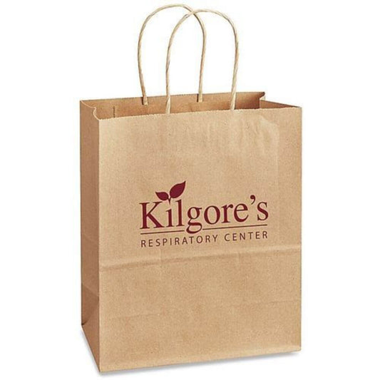 Sacose din Hartie Natur Personalizate, 25x10x30 cm, 1 Culoare Fata, 90 g/mÂ², Maner Sfoara, Sacose din Hartie Personalizate, Pungi Hartie Personalizate, Sacosa Hartie Personalizata, Sacosa Natur Hartie Personalizata