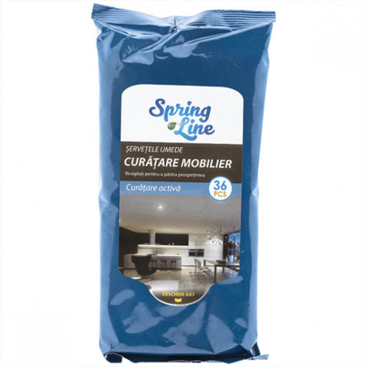 Servetele Umede SPRING LINE pentru Mobila, 36 Buc/Pachet, Servetele Umede pentru Mobila, Servetele Umede pentru Mobilier, Servetele Umede pentru Sters Mobila, Servetele Umede pentru Sters Praful, Servetele Umede pentru Curatarea Mobilei