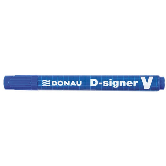 Set 10 Markere Permanente DONAU D-Singer U, Varf Tesit, Scriere 2-4 mm, Albastru, Marker Permanent, Accesorii Birou, Instrumente de Scris
