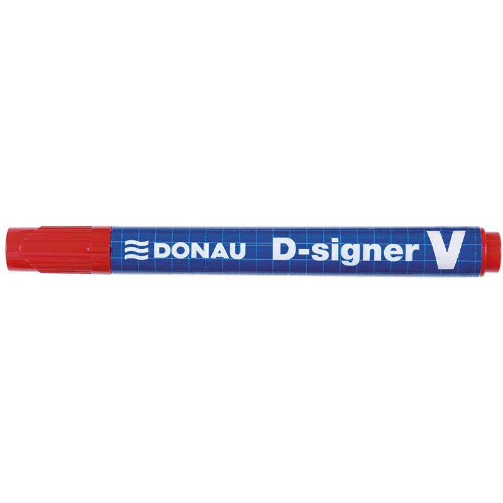 Set 10 Markere Permanente DONAU D-Singer U, Varf Tesit, Scriere 2-4 mm, Rosu, Marker Permanent, Accesorii Birou, Instrumente de Scris