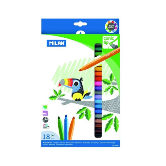 Set 18 Carioci Multicolore MILAN, Carioci Colorate, Carioci Multicolore, Set Carioci Multicolore MILAN, Carioci Lavabile, Marker Colorat, Carioci Varf Mediu,  Markere Colorate, Carioci MILAN Colorate, Set Carioci MILAN Colorate, Instrumente de Scris