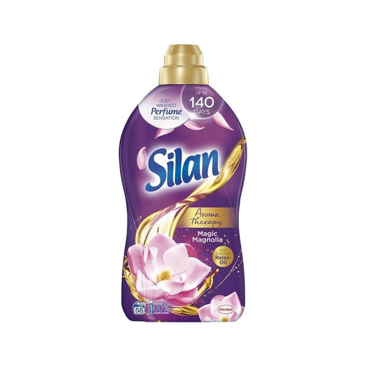 Balsam Rufe Silan Aroma Therapy Magic Magnolia, 1.45L, 58 Spalari, Parfum de Magolie, Balsam Silan pentru Rufe, Balsam de Rufe cu Miros Floral, Balsamuri de Rufe Silan, Silan Detergenti si Balsamuri de Rufe
