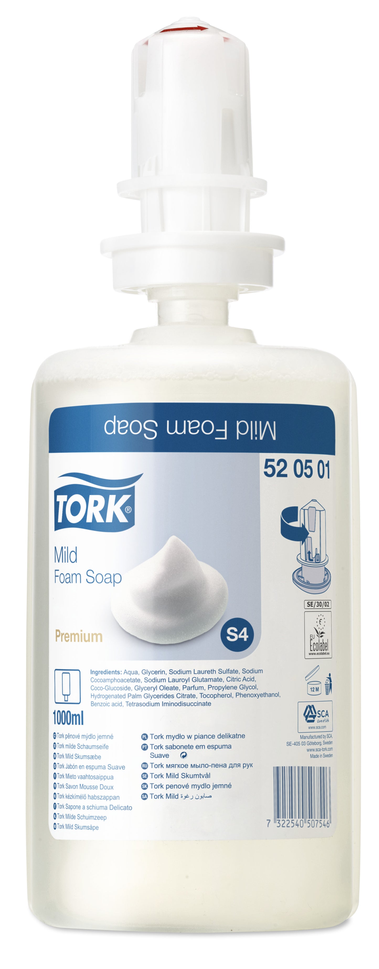 Rezerva Sapun Spuma Tork Mild Premium, 1000ml, Pentru Spalat Pe Maini