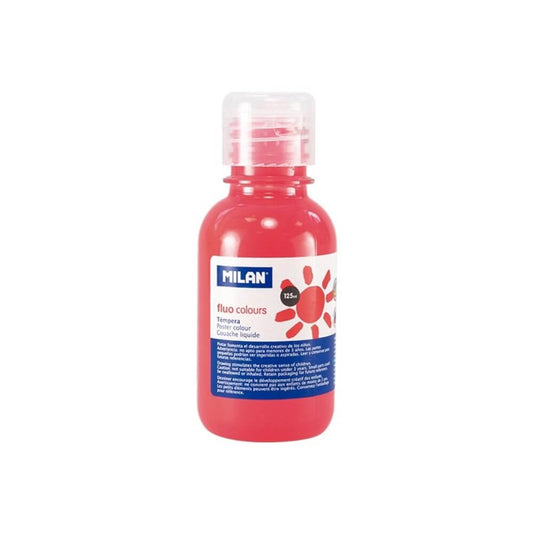 Vopsea Tempera MILAN, 125 ml, Rosu Coral Fluorescent, Tempera Lichida, Tempera 125 ml, Culori Tempera 125 ml, Vopsea Tempera, Vopsele Tempera, Acuarele Tempera, Culori Tempera, Vopsea Pictura, Tempera Acuarele, Culoare Tempera, Culori pentru Pictura