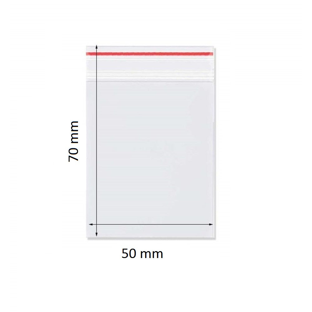 Set 1000 Pungi cu Fermoar, 50x70 mm, Grosime Folie 50 Microni, Punga Ziplock Transparenta cu Sistem de Resigilare - Pungi cu Inchidere