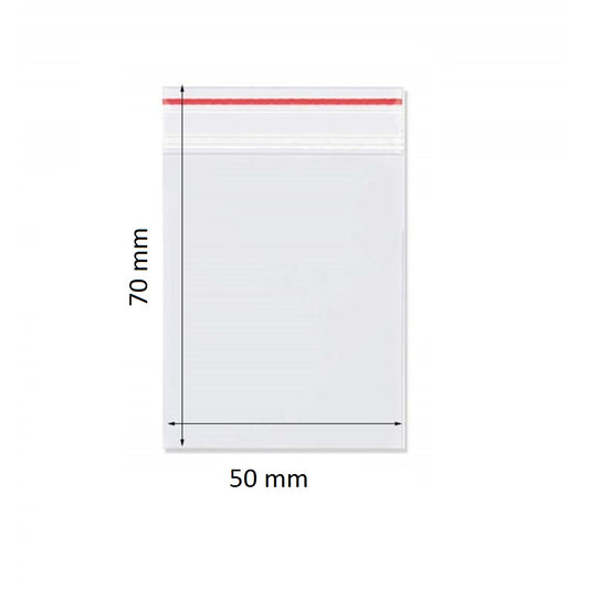 Set 1000 Pungi cu Fermoar, 50x70 mm, Grosime Folie 50 Microni, Punga Ziplock Transparenta cu Sistem de Resigilare - Pungi cu Inchidere