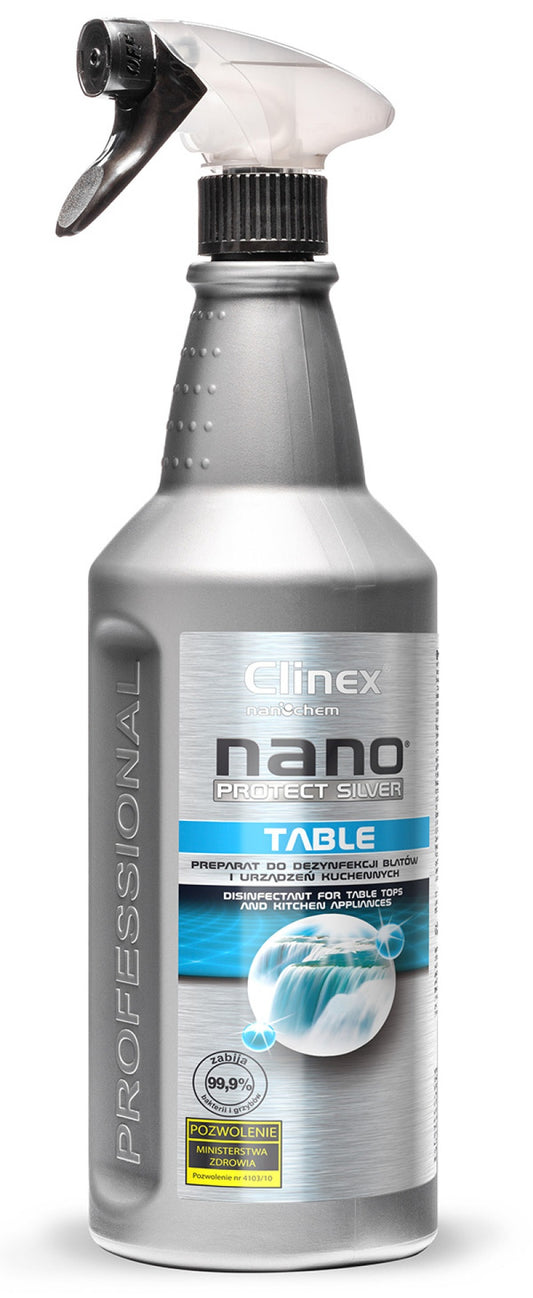 Clinex Nano Protect Silver Table, 1 Litru, Cu Pulverizator, Dezinfectant Universal Pt. Mese De Lucru
