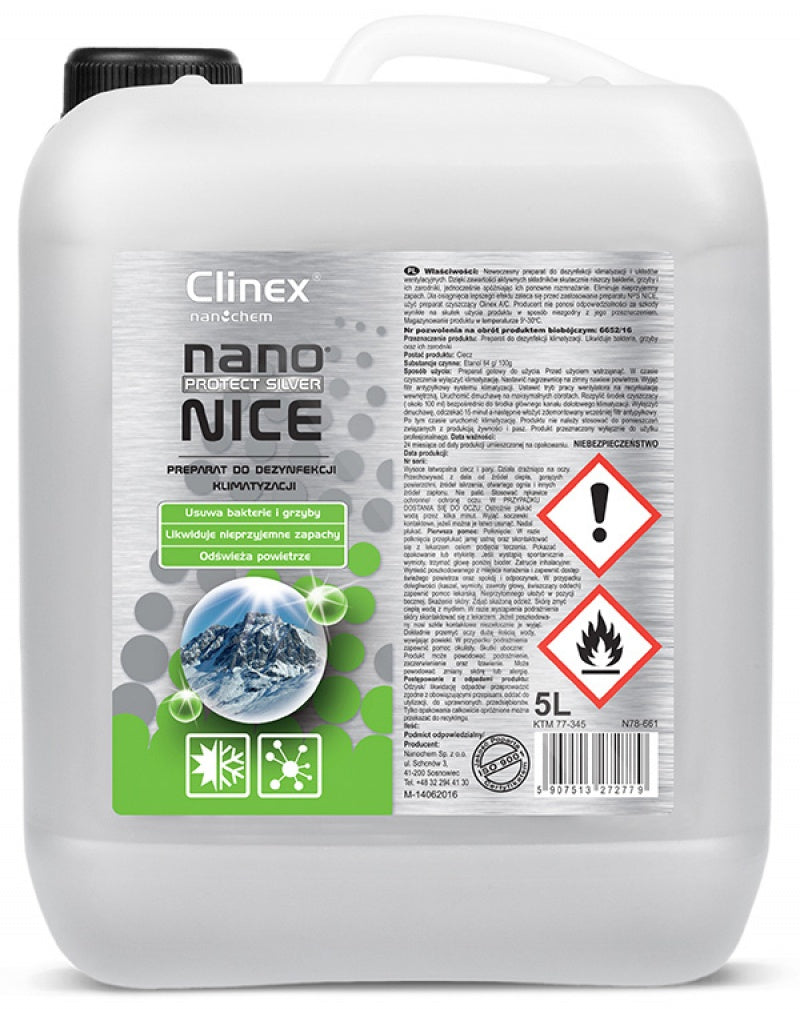 Clinex Nano Protect Silver Nice, 5 Litri, Lichid Dezinfectant Pt. Aer Conditionat Si Ventilatie