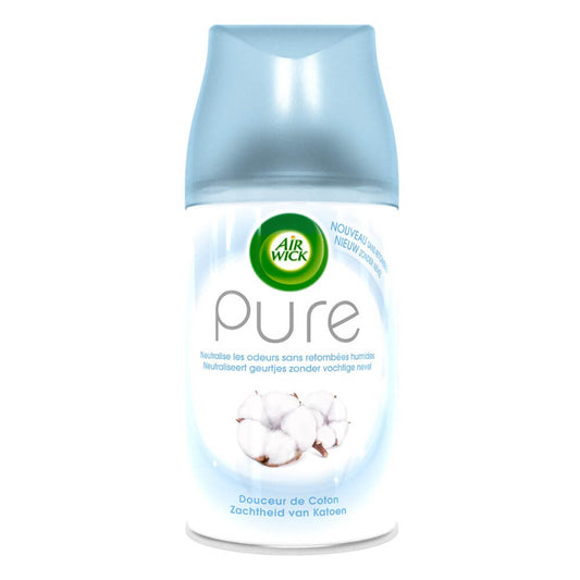 Rezerva Spray Odorizant AIR WICK Freshmatic Pure, Soft Cotton, 250 ml, Parfum Floral, Spray tip Aerosol, Odorizant Camera, Spray de Camera, Spray Odorizant, Rezerva Spray de Camera, Spray Odorizant Parfumat