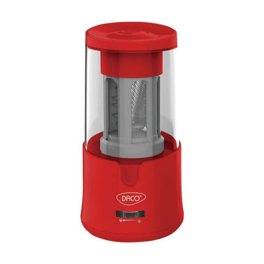 Ascutitoare Dubla Electrica Daco, 220V, cu container, pentru Creioane de 6/12 mm, Plastic, Rosie, Ascutitoare Dubla Electrica pentru Creioane, Ascutitoare Electrica cu Container, Ascutitori Electrice, Ascutitoare Scolara Electrica