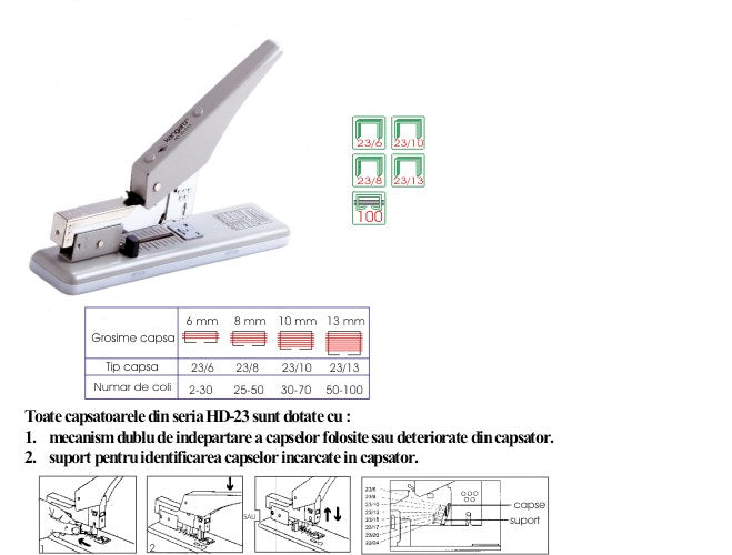 Capsator Profesional, 100 Coli, Metalic, Turikan Hd 23s-13