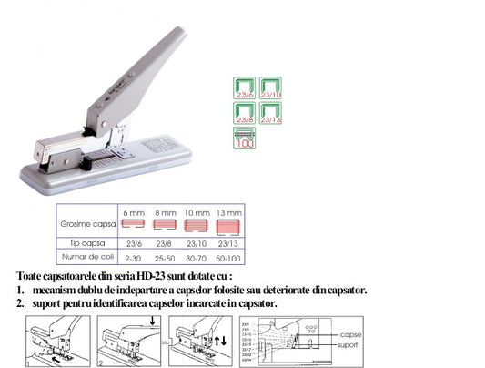 Capsator Profesional, 100 Coli, Metalic, Turikan Hd 23s-13
