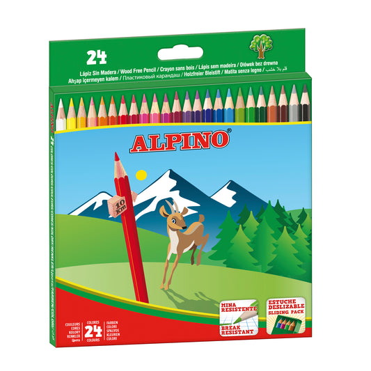 Creioane Colorate, Cutie Carton, 24 Culori/set, Alpino