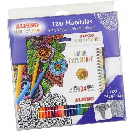 Creioane Colorate, Cutie Carton, 24 Culori/set + 120 Mandale, Alpino Color Experience - Premium