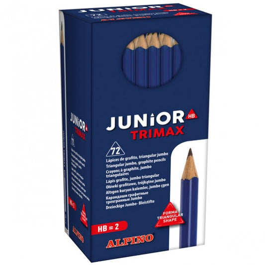 Creioane Triunghiulare, Cutie Carton, 72 Buc/cutie, Alpino Trimax Junior Grafit