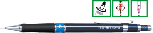 Creion Mecanic Profesional Penac Tlg-107, 0.7mm, Con Metalic Cu Varf Cilindric Fix - Inel Albastru