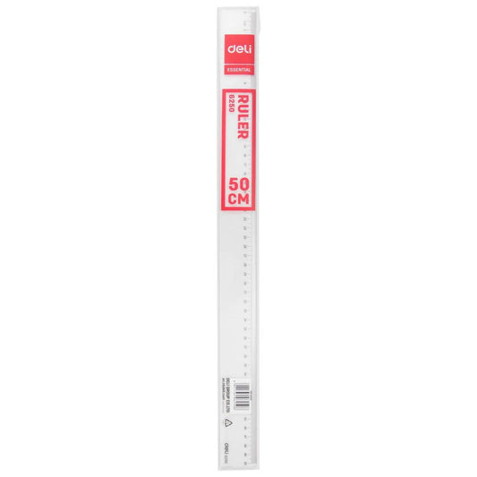 Rigla Transparenta Deli, 50 Cm, Plastic, Incolora, Rigla Din Plastic, Rigle Din Plastic, Liniar Din Plastic, Liniar Plastic, Rigle Plastic, Rigle Matematica, Rigla 50 Cm, Liniar 50 Cm, Liniar Matematica, Liniar Scoala, Rigla Scoala, Rigla Transparenta