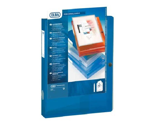 Mapa Plastic A4, Cu Capsa, Personalizabila, 40mm Latime, Elba Polyvision - Transparent Albastru