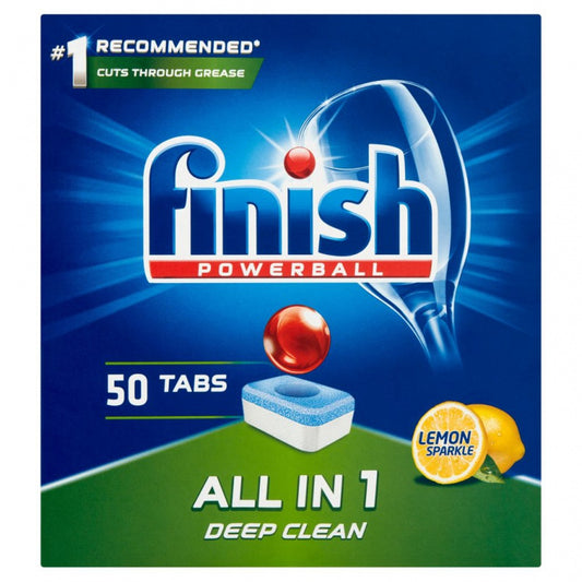 Finish All-in-one Powerball Lemon, Tablete Detergent Pentru Masina De Spalat Vase, 50buc/cutie