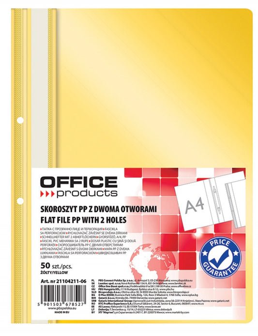 Dosar Plastic Pp Cu Sina, Cu Gauri, Grosime 100/170microni, 50 Buc/set, Office Products - Galben