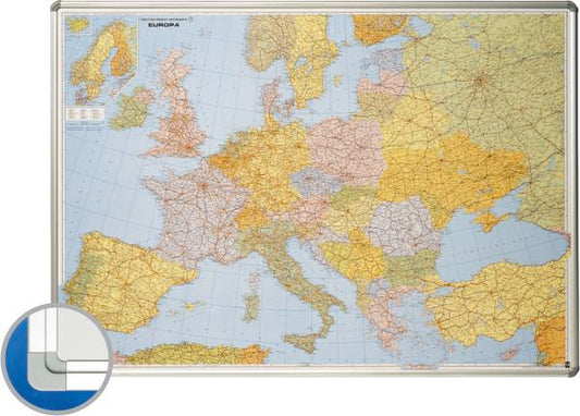 Harta Europei (rutiera+administrativa) 85 X 125 Cm, Profil Aluminiu Sl, Smit