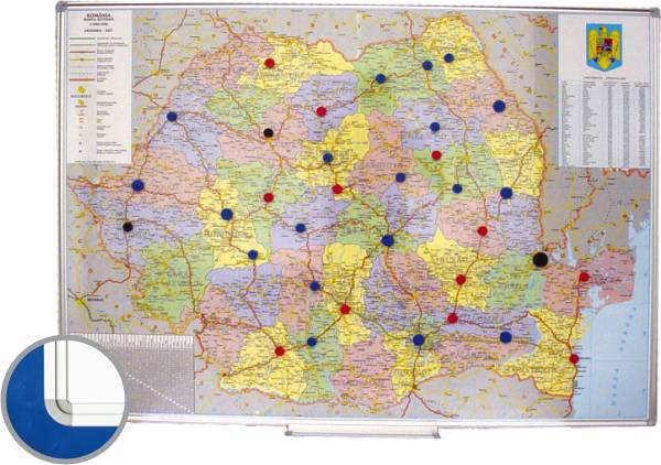 Harta Romania Fizica Suport Foam 100x150cm