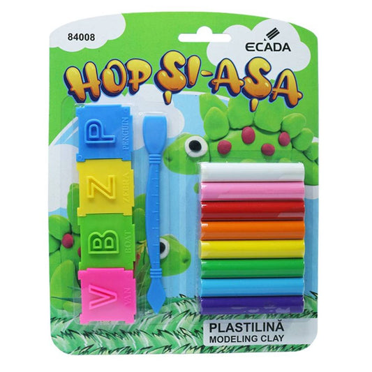 Plastilina pentru Modelat Ecada, 8 Culori, 100 g, 5 Forme Incluse, Ambalat la Blister, Plastilina Scoala, Plastilina Gradinita, Plastilina Modelare, Plastilina Modelat, Plastilina pentru Copii, Plastilina Ambalata, Plastilina Ecada, Plastilina Modelaj