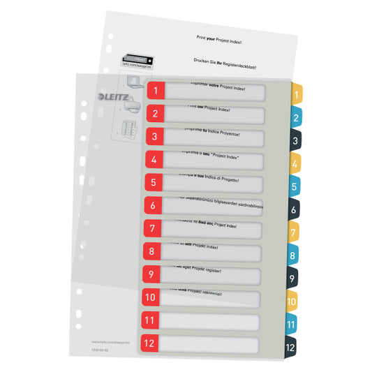 Index Leitz Cosy, Imprimabil, Pp, A4, 1-12, Multicolor