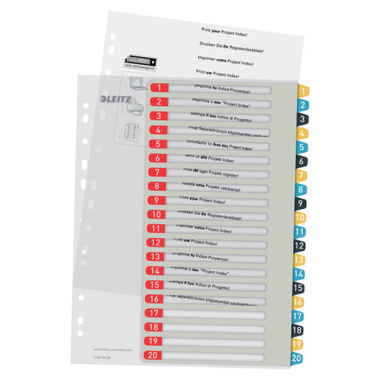 Index Leitz Cosy, Imprimabil, Pp, A4, 1-20, Multicolor