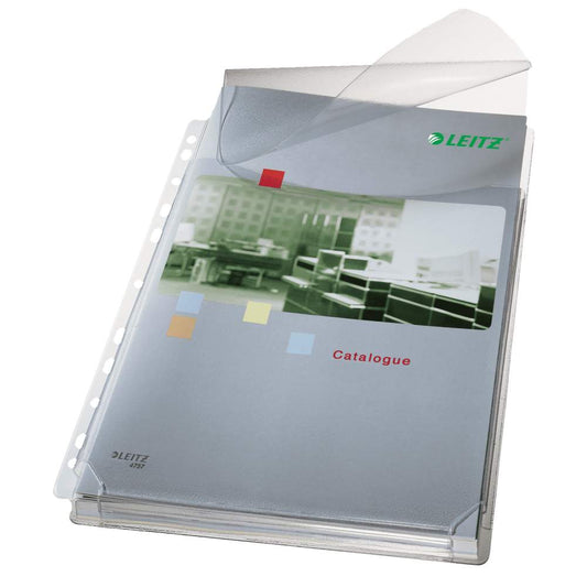 Set 5 Folii Protectie Documente Jumbo cu Clapa Leitz, 170 Microni, Folie Protectie Documente, Folii pentru Documente, Folii Transparente Protectie, Folie Jumbo Documente, Folie Transparenta Protectie, Folie Transparenta Documente