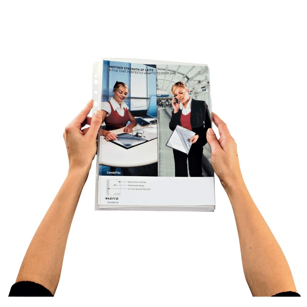 Set 5 Folii Protectie Documente Jumbo cu Clapa Leitz, 170 Microni, Folie Protectie Documente, Folii pentru Documente, Folii Transparente Protectie, Folie Jumbo Documente, Folie Transparenta Protectie, Folie Transparenta Documente