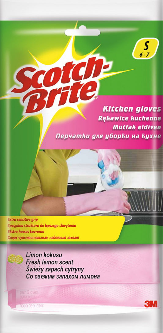 Manusi Pentru Uz In Bucatarie, Cu Rubber Grip, Culoare Roz, 3m Scotch Brite Kitchen - Marime S