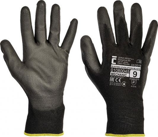 Manusi Protectie Evolution, Standard En420, Degete Si Palma Cu Polyurethan - Marime 10 - Negre