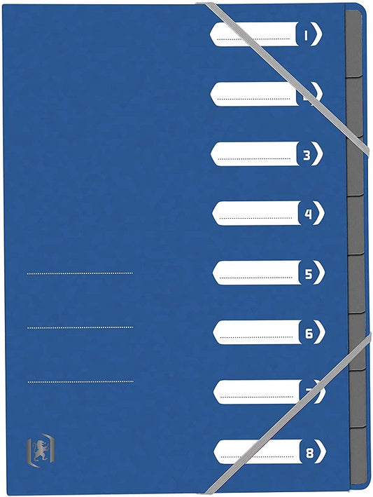 Mapa Carton Pentru Sortare Cu 8 Separatoare Si Index, Elastic Pe Colturi, Oxford Top File - Albastr