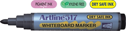 Whiteboard Marker Varf Rotund, 2.0mm, Corp Pl. 4buc/set+burete Magnetic,artline 517kit-(bk,re,bl,gr)