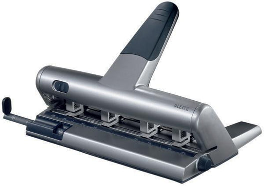 Perforator Metalic Leitz 5114 Pentru 4 Perforatii, Distante Reglabile, 30 Coli, Argintiu